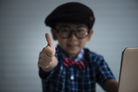 child students studying with laptop, education conceptの写真素材