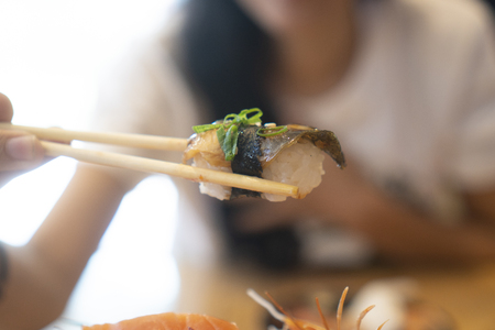 Sushi, Sashimi, fresh seafood, Japanese foodの写真素材