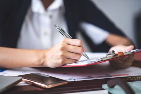business approved stamp, permit document and certificate conceptの写真素材