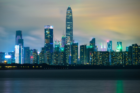 Shenzhen, China - August, 2019: Shenzhen Talent Park skyline at Night, Shenzhen city sceneryのeditorial素材
