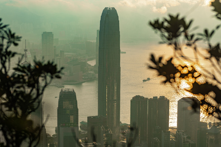 Hong Kong cityscape in morning, city and building conceptのeditorial素材