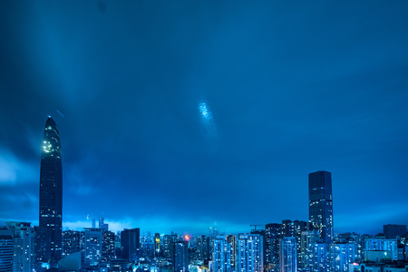 Shenzhen, Shenzhen Bay Park sunset scenery, skyline building cityのeditorial素材