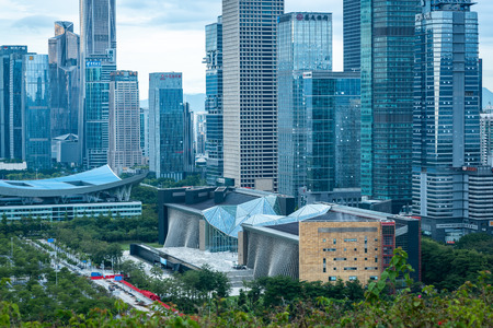 Shenzhen, China - August, 2019 : Cityscape of Shenzhen, China. Shenzhen is a major city in Guangdong Province, China.のeditorial素材