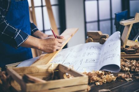 A carpenter's creativity and woodwork.の写真素材