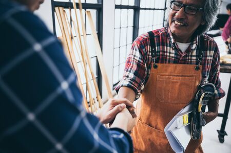 A carpenter's creativity and woodwork.の写真素材