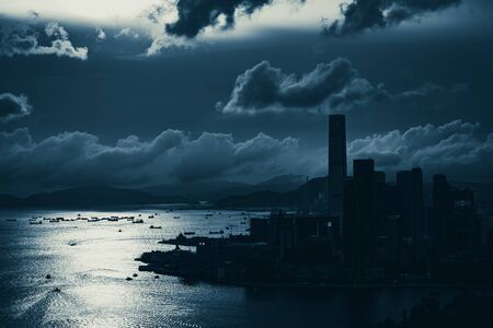 blue filter of city night light