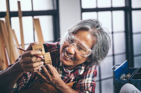 A carpenter's creativity and woodwork.の写真素材
