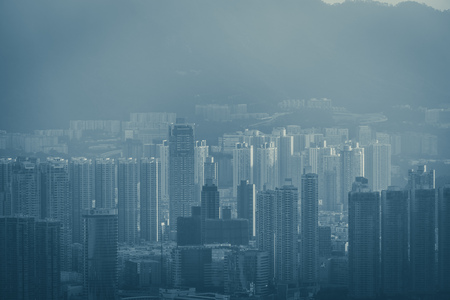 Hong Kong cityscape in morning, city and building conceptのeditorial素材