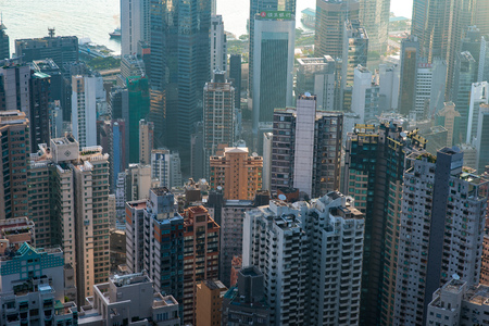 Hong Kong, Hong Kong - November 6 2019 : Hong Kong cityscape, view from mountainsのeditorial素材