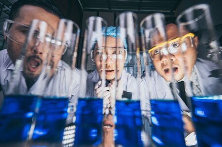 Scientific researchers team are working in the laboratory