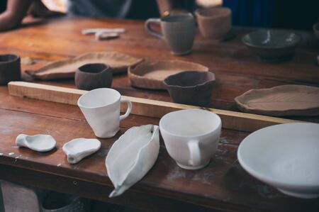 process of clay ceramic pot, handcraft to make ceramic from clayの写真素材