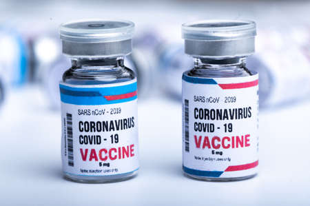 virus vaccine on white background in science laboratory, coronavirus COVID-19 disease medicine...