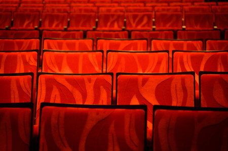 background of red cinema sofa with nobodyの写真素材
