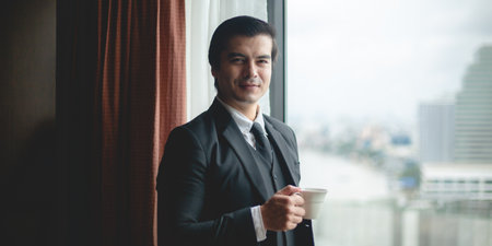 smart businessman at work, professional business male person working in modern officeの写真素材