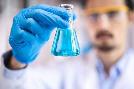 Health care researchers working in life science laboratory, medical science technology research work for test a vaccine, coronavirus covid-19 vaccine protection cure treatmentの写真素材