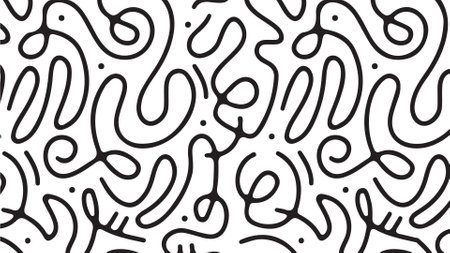 Seamless pattern with hand drawn abstract doodle elements. Vector illustration.のイラスト素材