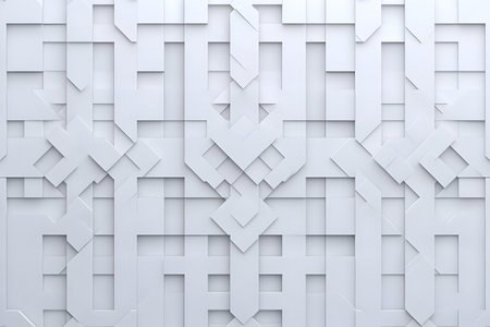 3D Abstract Background Illustration - White Geometric Pattern, Modern Designの素材