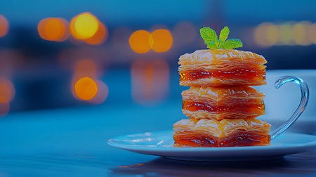 Photo: Sweet Pastry Delight with Bokeh Backgroundの素材