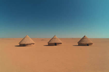 Photo - Desert Huts Landscape, Sand, Sky, Sun, Heat, Arid, Dry, Isolation, Remoteの素材