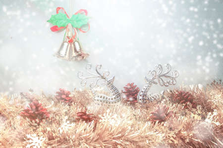 Christmas gift decorations and snowflake on abstract background.の写真素材