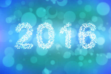 New year greeting card made of bokeh circle shape of 2016 on colorful background.