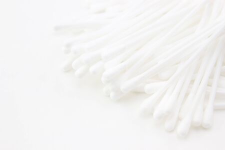 cotton bud isolated on whiteの写真素材