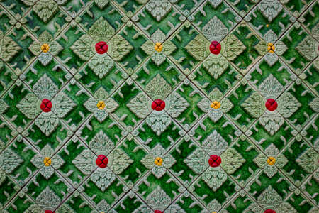 Green ceramic wall art in Thailand の写真素材