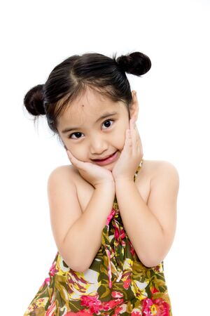Beautiful little girl in summer dressの写真素材