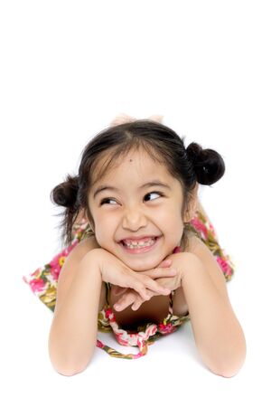 Beautiful little girl in summer dressの写真素材
