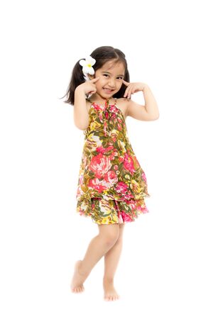 Beautiful little girl in summer dressの写真素材
