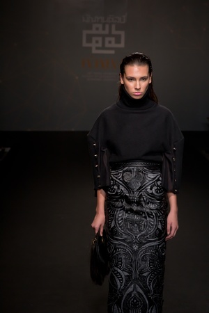 Bangkok -April 17, A Model walks the runway at Divulge   The final collection of the graduates show from the Fashion Department of Decorative Arts, Silpakorn University on Apirl 17,2013 in Bangkokのeditorial素材