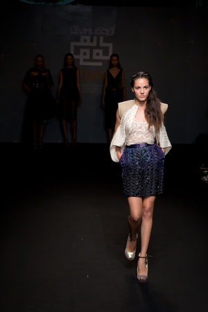 Bangkok -April 17, A Model walks the runway at Divulge   The final collection of the graduates show from the Fashion Department of Decorative Arts, Silpakorn University on Apirl 17,2013 in Bangkokのeditorial素材