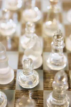 Glass chess set gameの写真素材