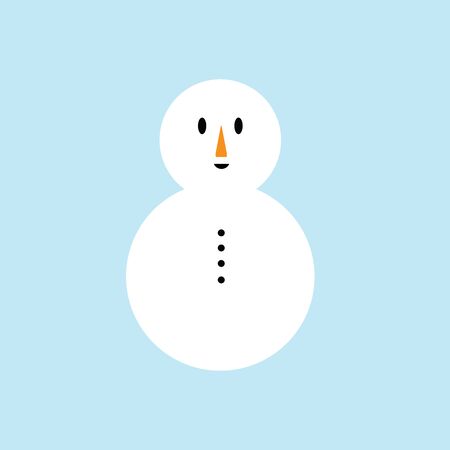 Minimal style snowman icon on baby blue backgroundのイラスト素材
