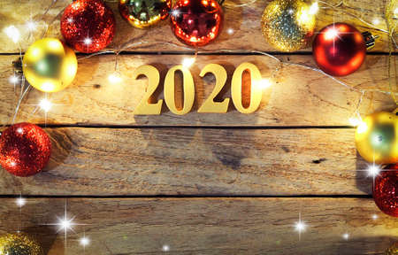 Happy new year 2020, new year decoration for backgroundの写真素材