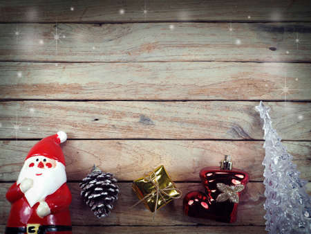 christmas decoration on the wooden for backgroundの写真素材