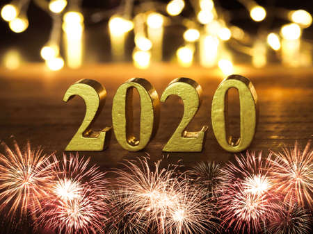 happy new year 2020 and firework