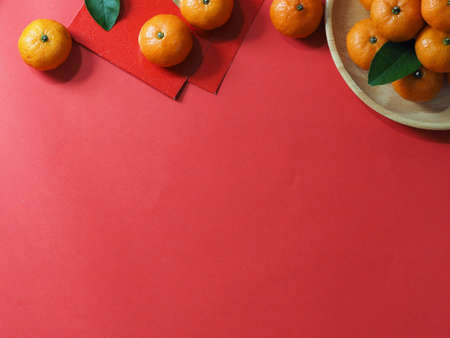 Chinese new year decorations on red