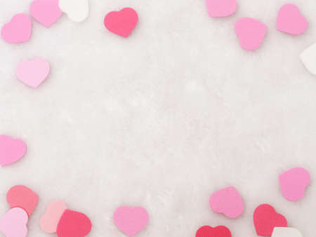 Valentines day background, word love and heart on white wool backgroundの写真素材