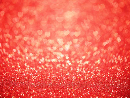 red heart bokeh valentines day background, love heart concept, abstract blurred light background