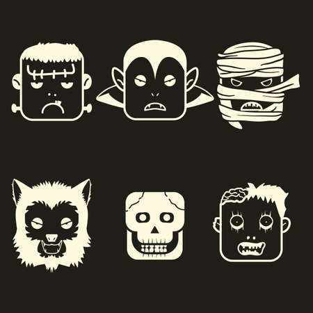 Halloween Character Face Two Toneのイラスト素材