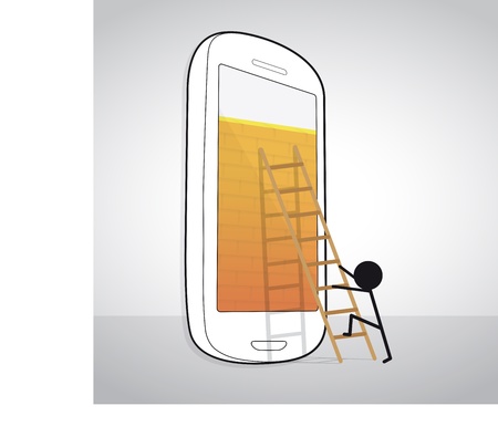 man move in to smartphoneのイラスト素材