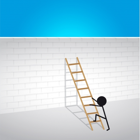Climb over the wall ladder to successのイラスト素材