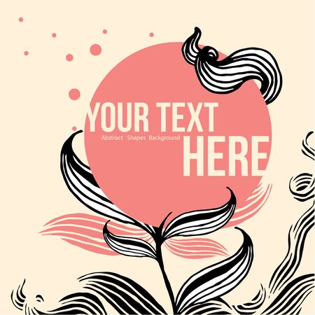 abstract doodle flower background pink blackのイラスト素材