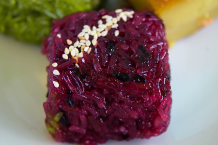 sweet red rice thai custardの写真素材