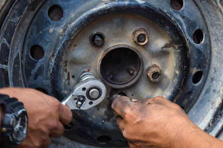 change of tiresの写真素材