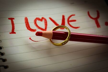 valentin ring I love you messageの写真素材