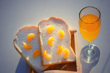morinig fresh bread and orange juice breakfastの写真素材