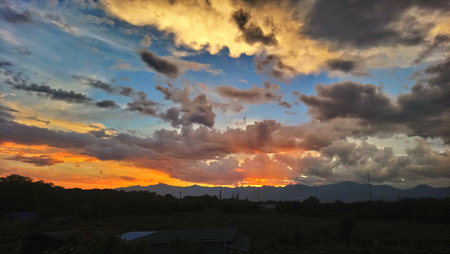 sunset on mountainの写真素材