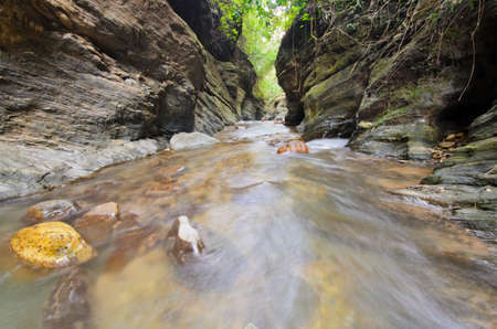 Water fall Wang Sila laeng, Grand Canyon Wang Sila laeng, Pua District, Nan, Thailandの写真素材